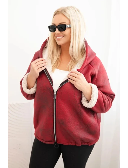 Dámská bunda Plus Size s kapucí a model 21439210 bordová - K-Fashion