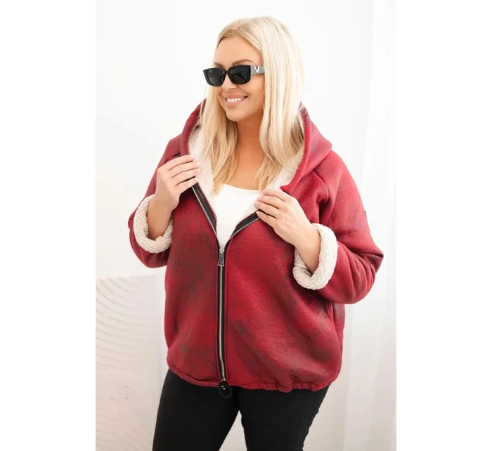 Dámská bunda Plus Size s kapucí a model 21439210 bordová - K-Fashion