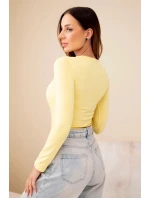 Dámská basic blůza se čtvercovým výstřihem a dlouhým rukávem žlutá Dámská basic blůza se čtvercovým výstřihem a dlouhým rukávem žlutá