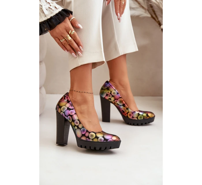 Kožené Lodičky Na Podpatku model 21670476 Multikolor - Maciejka