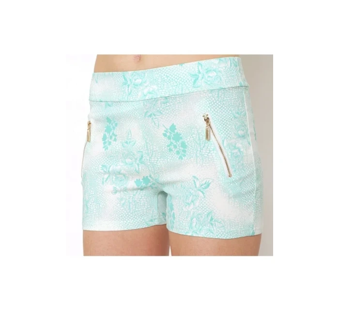 Dámské bavlněné elastické šortky BLACK&FISH zdobené zipy korálová/mint/béžová - BLACK&FISH Dámské bavlněné elastické šortky BLACK&FISH zdobené zipy korálová/mint/béžová - BLACK&FISH