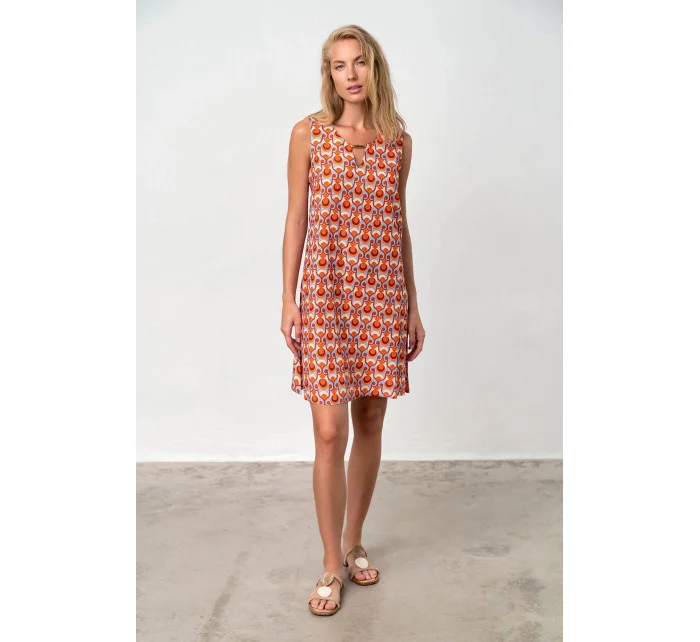 Dámské šaty Twiggy 18518 Oranžová s modrou - Vamp