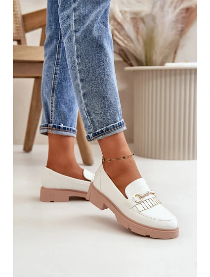 Dámské mokasíny Bílá s béžovou  Shoes model 21758978 - Inello