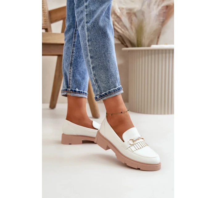 Dámské mokasíny Bílá s béžovou  Shoes model 21758978 - Inello