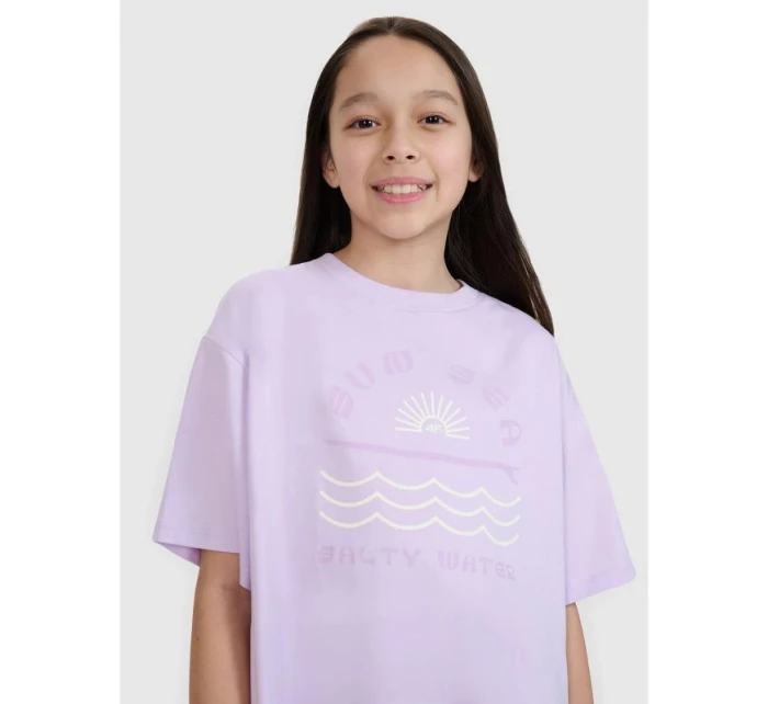 Dívčí tričko oversize s potiskem model 21436043 - 4F Dívčí tričko oversize s potiskem model 21436043 - 4F
