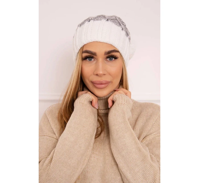 Milano fleecová čepice K203 grey melange+ecru
