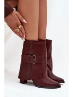 Zateplené Kotníkové Boty Na Podpatku S Otočeným Svrškem A Přezkou Bordové Ylenara Zateplené Kotníkové Boty Na Podpatku S Otočeným Svrškem A Přezkou Bordové Ylenara