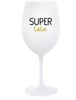 SUPER TÁTA - bílá  sklenice na víno 350 ml