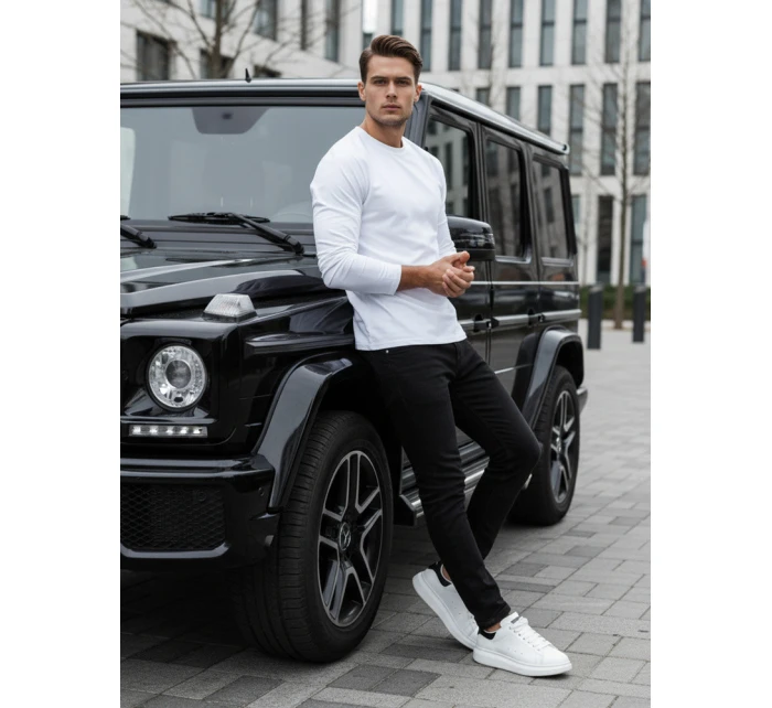 FashionStreet pánské bílé tričko s dlouhým rukávem LX0579 FashionStreet pánské bílé tričko s dlouhým rukávem LX0579