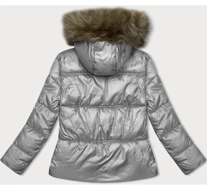 Šedá dámská bunda se střihem model 21246850 - S'WEST