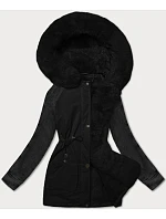 Černá dámská bunda parka s rukávy model 21248840 - WAY MODE Černá dámská bunda parka s rukávy model 21248840 - WAY MODE
