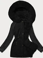 Dámská parka s džínovými rukávy Way Mode black-black (WD202301)