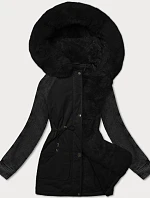 Dámská parka s džínovými rukávy Way Mode black-black (WD202301)