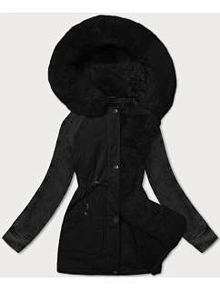 Dámská parka s džínovými rukávy Way Mode black-black (WD202301)