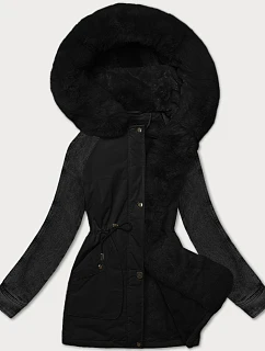 Dámská parka s džínovými rukávy Way Mode black-black (WD202301)