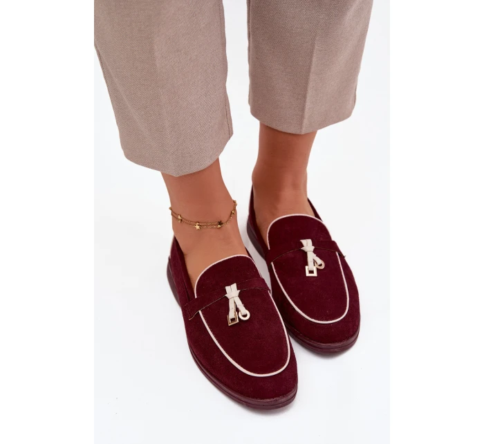 Dámské mokasíny z eko semiše – bordó model 21834713 - Kesi