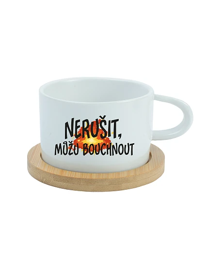 NERUŠIT, MŮŽU BOUCHNOUT. - bílý hrníček makronka 200 ml NERUŠIT, MŮŽU BOUCHNOUT. - bílý hrníček makronka 200 ml