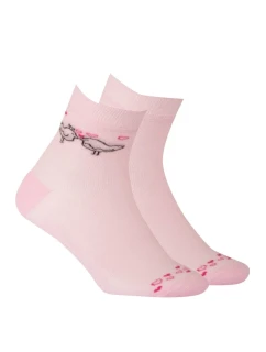 TENKÉ PONOŽKY BARVA 6-11 LET DÍVKY PERLEŤOVĚ RŮŽOVÁ 27/29