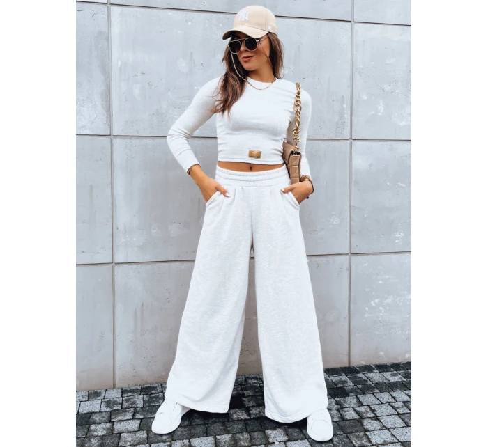 Dámský komplet širokých kalhot a crop topu ASTRAL ALLURE světle béžový Dstreet AY0906