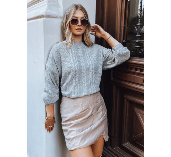 Dámský oversize svetr CAMELLIA šedý FashionStreet MY2112