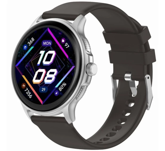 Dámské chytré hodinky GRAVITY GT12-7 Černý silikonový řemínek + stříbrný náramek Dámské chytré hodinky GRAVITY GT12-7 Černý silikonový řemínek + stříbrný náramek