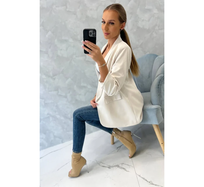 Sako s klopami elegantní světle béžové Sako s klopami elegantní světle béžové