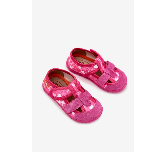 Pantofle Dětské Na Suchý Zip V Růžové model 21705440 - Milami