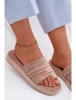 Dámské pantofle s řasením Béžové Gelmira