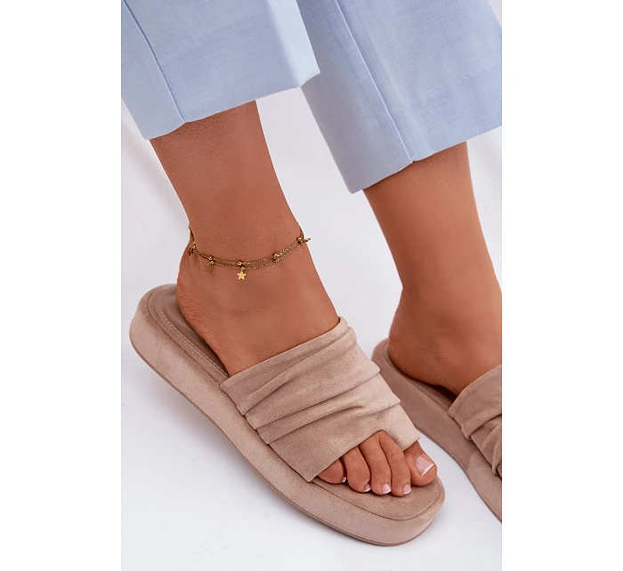 Dámské pantofle s řasením Béžové Gelmira