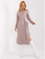 Sukienka LK SK model 19069217 ciemny bezowy - FPrice Sukienka LK SK model 19069217 ciemny bezowy - FPrice