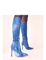 Dámské kozačky na podpatku model 22038538 Jeans modrá - Step in style