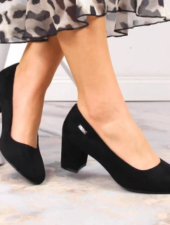 Sergio Leone W SK314D černé semišové lodičky na podpatku