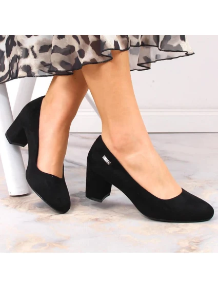 Sergio Leone W SK314D černé semišové lodičky na podpatku