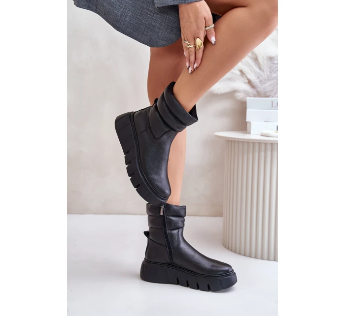 Dámské Kožené Boty na Zip S Černé model 21673708 - Zazoo Dámské Kožené Boty na Zip S Černé model 21673708 - Zazoo