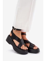 Dámské Sandály Na Platformě A Klínu Eko Kůže Černé model 21688732 - Boto