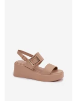 Dámské sandály na platformě s ozdobným detailem Béžové Nelira