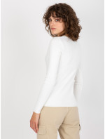 Bílý jednoduchý klasický svetr s výstřihem
