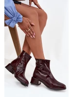 Dámské kožené botky na podpatku D&A, zateplené – bordó Dámské kožené botky na podpatku D&A, zateplené – bordó