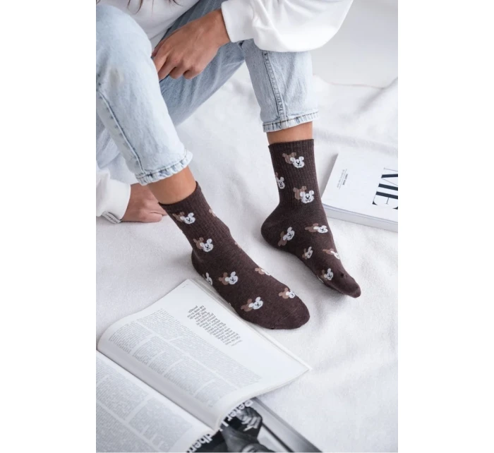 DÁMSKÉ PONOŽKY S HLAVOU MEDVÍDKA SE STÍNEM 0200.142