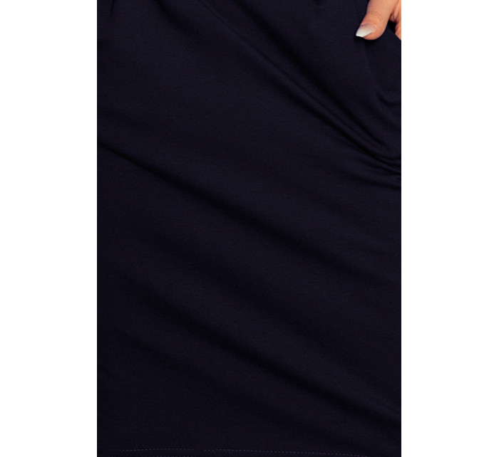 Tmavě modré dámské teplákové šaty s výstřihem na zádech model 6831757