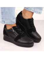 Černé dámské kožené tenisky na podpatku Sergio model 21904571 - LEONE Černé dámské kožené tenisky na podpatku Sergio model 21904571 - LEONE