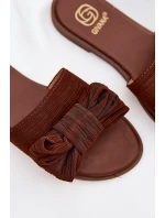 Dámské ploché sandály s mašlí Hnědé model 21937432 - Boto