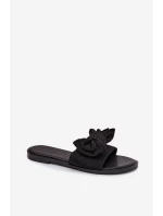 Dámské pantofle na nízkém podpatku s mašlí Černé model 21943318 - Boto