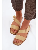 Dámské sandály na ploché podrážce se zlatou přezkou Žluté Verissea