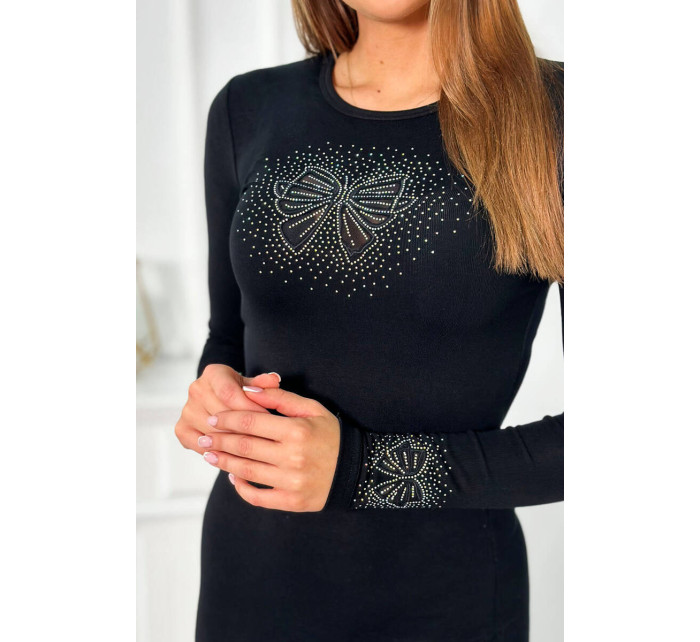 Pletené šaty s motivem mašle černé barvy