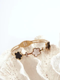 Dámský náramek s květinami, nerezová ocel, zlatá