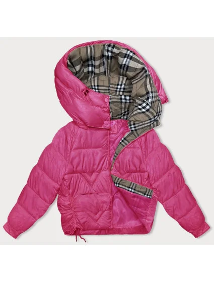 Dámská bunda ve fuchsijové barvě pro přechodné období s podšívkou model 21245857 - XINYILUN