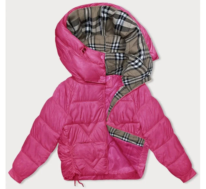 Dámská bunda ve fuchsijové barvě pro přechodné období s podšívkou model 21245857 - XINYILUN