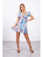 Květinové šaty s véčkovým výstřihem mint