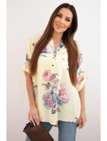 Dámská bavlněná halenka s květinovým vzorem žlutá